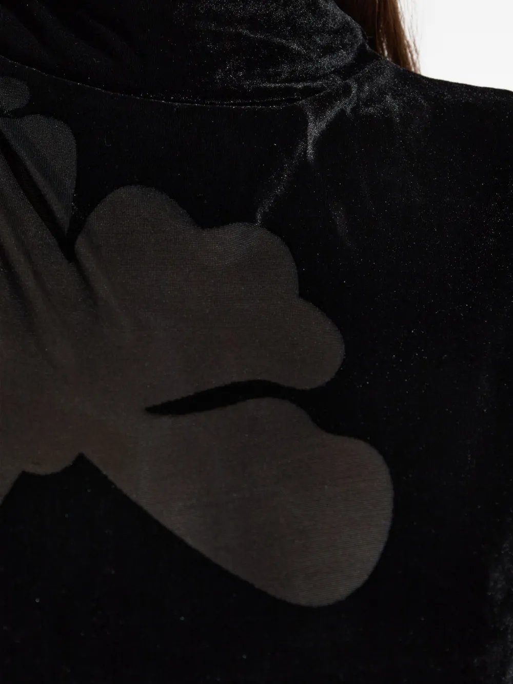 Samsoe & Samsoe Flower-applique Velvet Top In Black