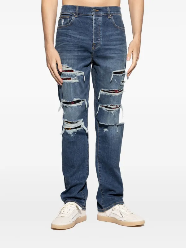 AMIRI Calça Jeans Com Efeito Destroyed | Azul | FARFETCH BR