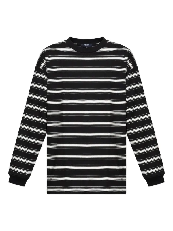 Comme Des Garçons Homme ストライプ ロングTシャツ | ブラック