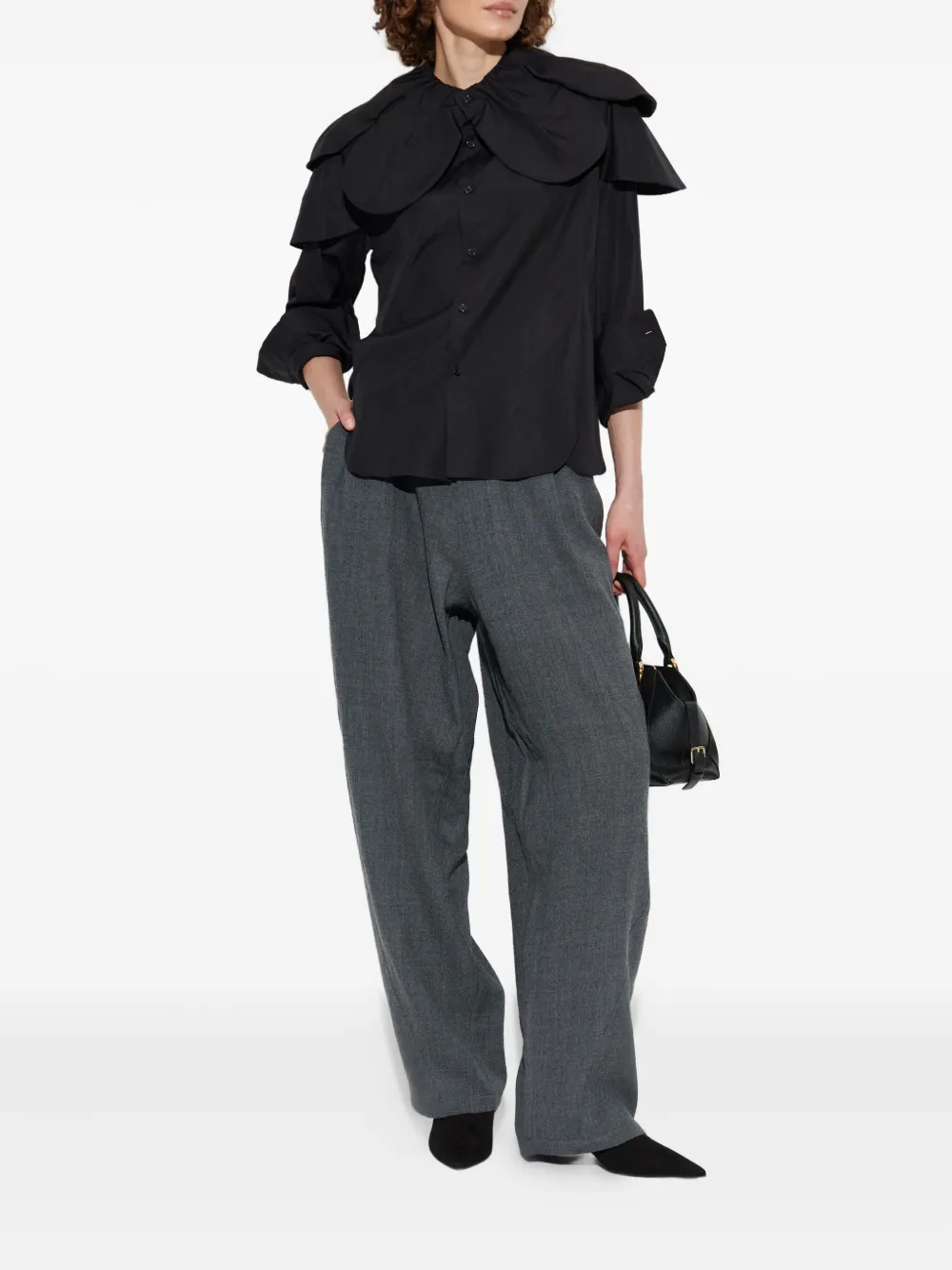 Noir Kei Ninomiya layered shirt - Zwart