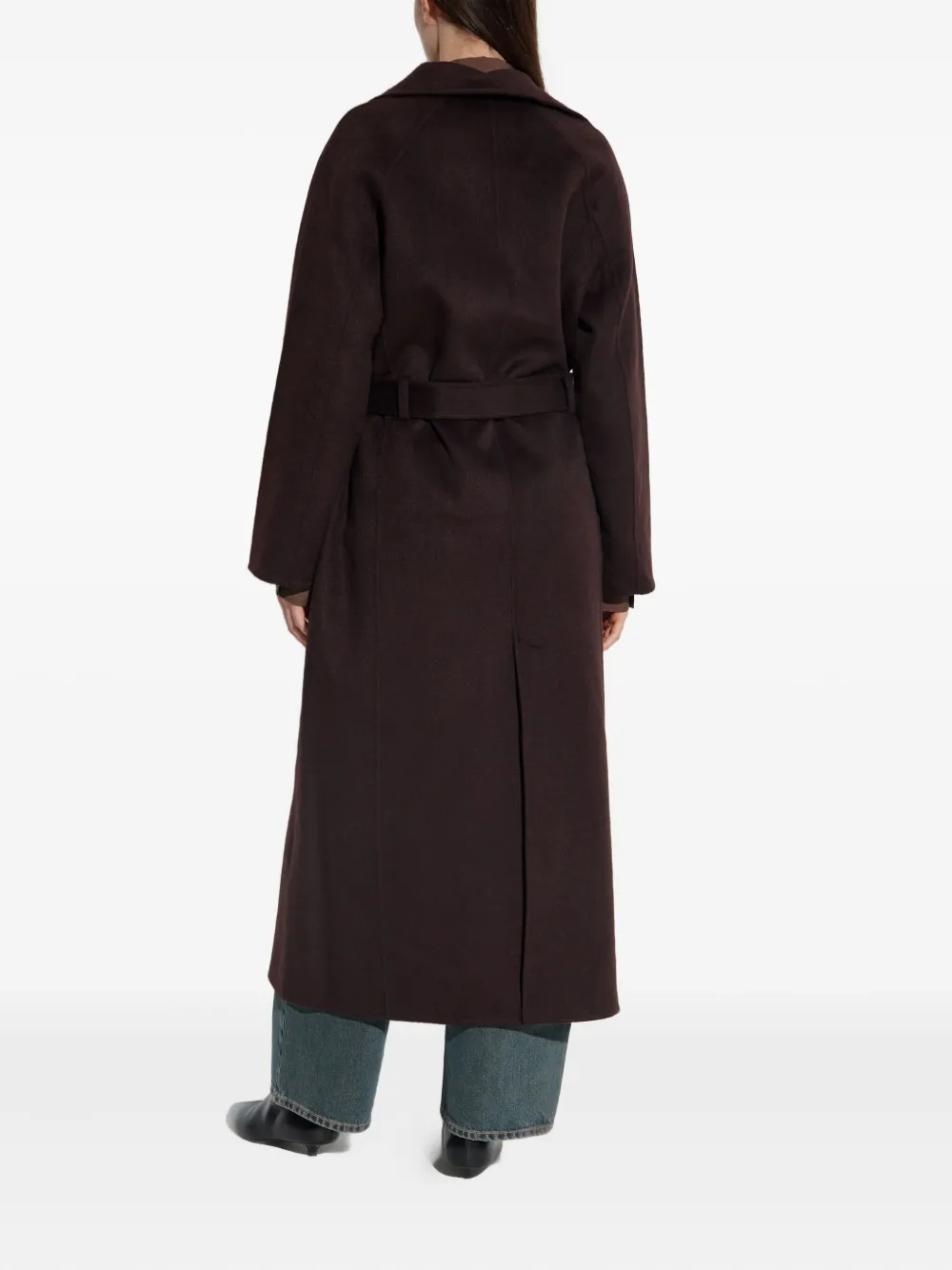 Samsoe & Samsoe Belted Double-breasted Coat In Brown