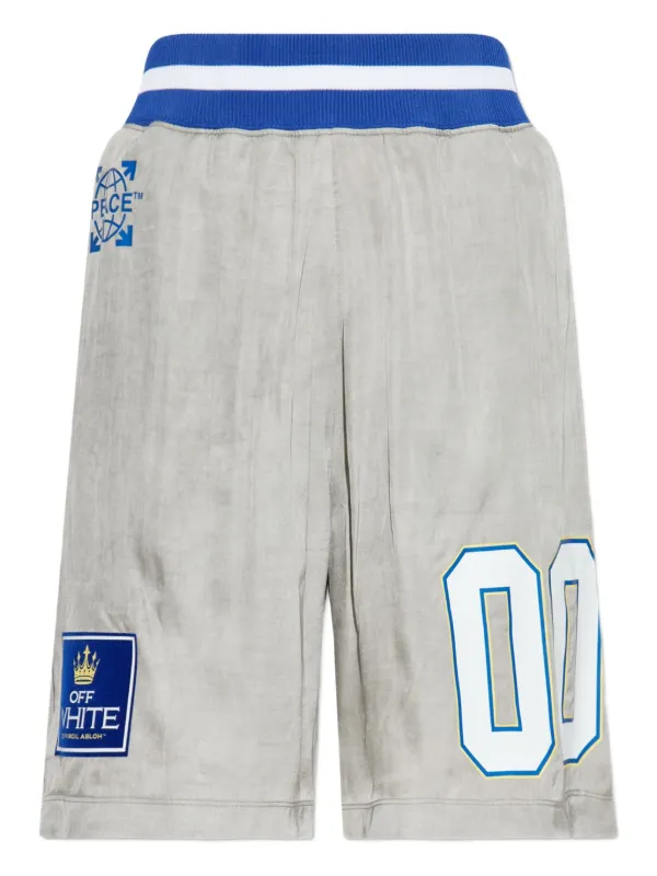 Off-White Dyed Vi Sat 00 Logo-patch Loose Shorts in Grey