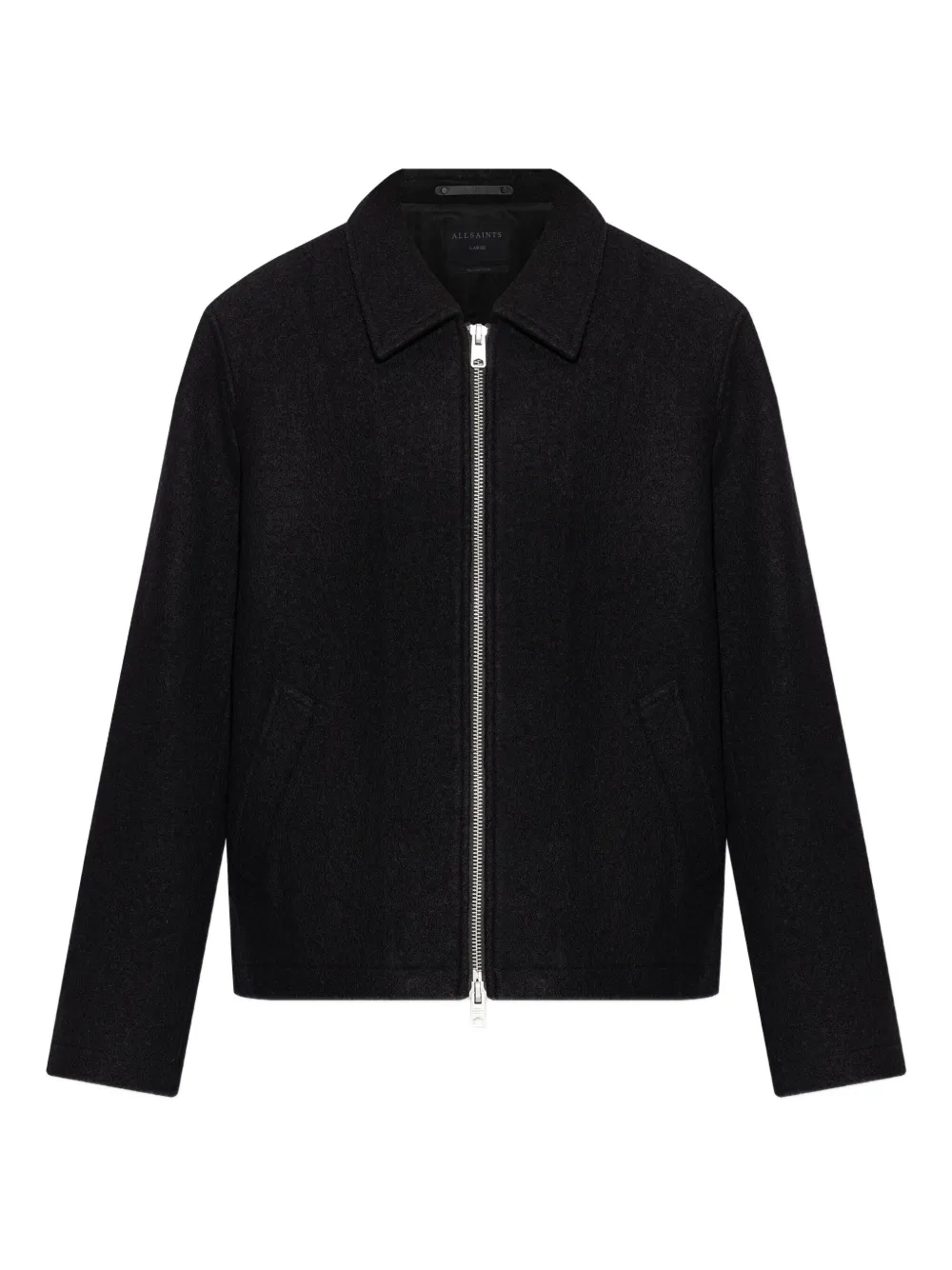 Allsaints Zip-front Wool Jacket In Black