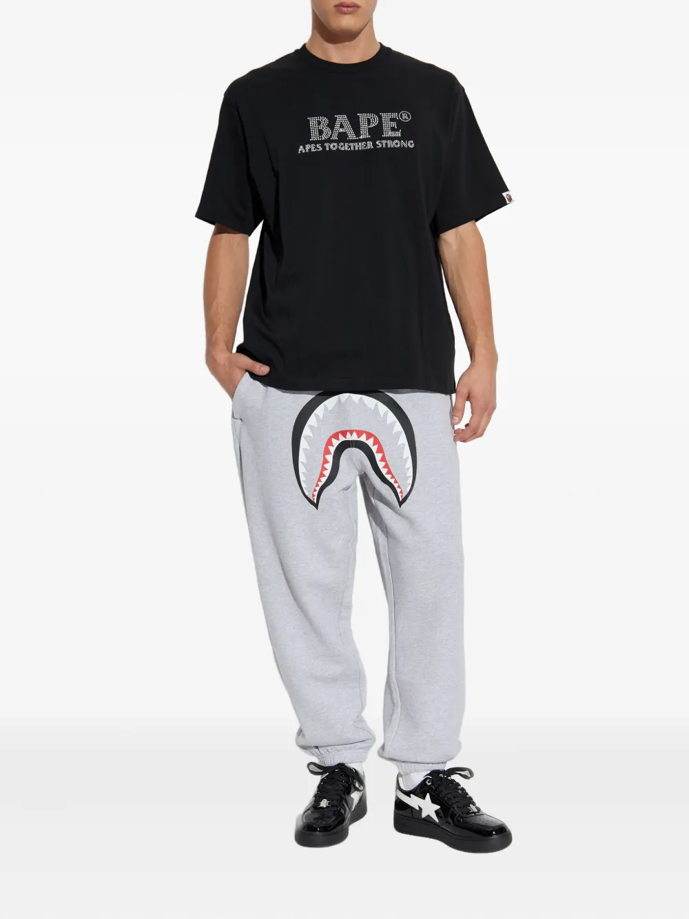 A BATHING APE shark-head track pants - Grijs