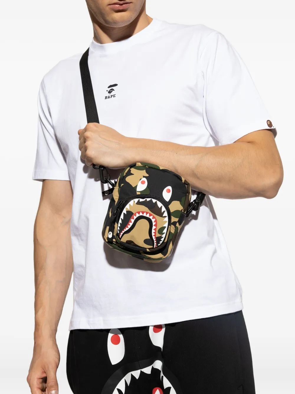 A Bathing Ape Camo-shark Messenger Bag In Yellow