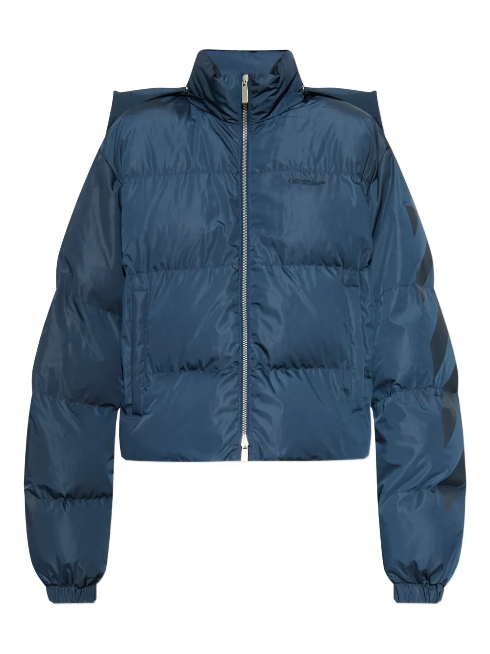 Off-white Arrow-print Padded Jacket In Blue