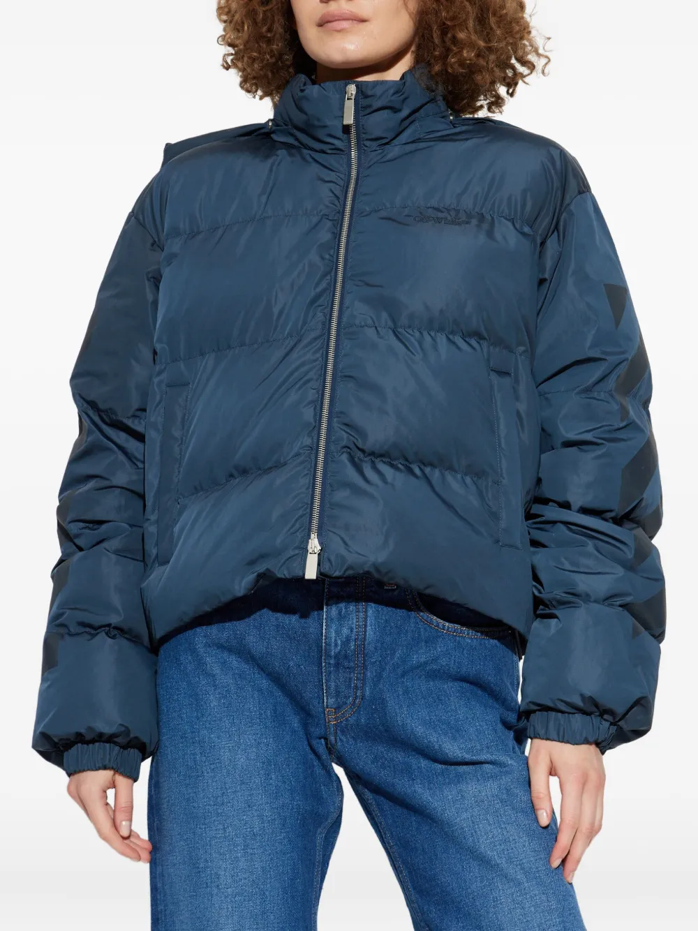 Off-white Arrow-print Padded Jacket In Blue