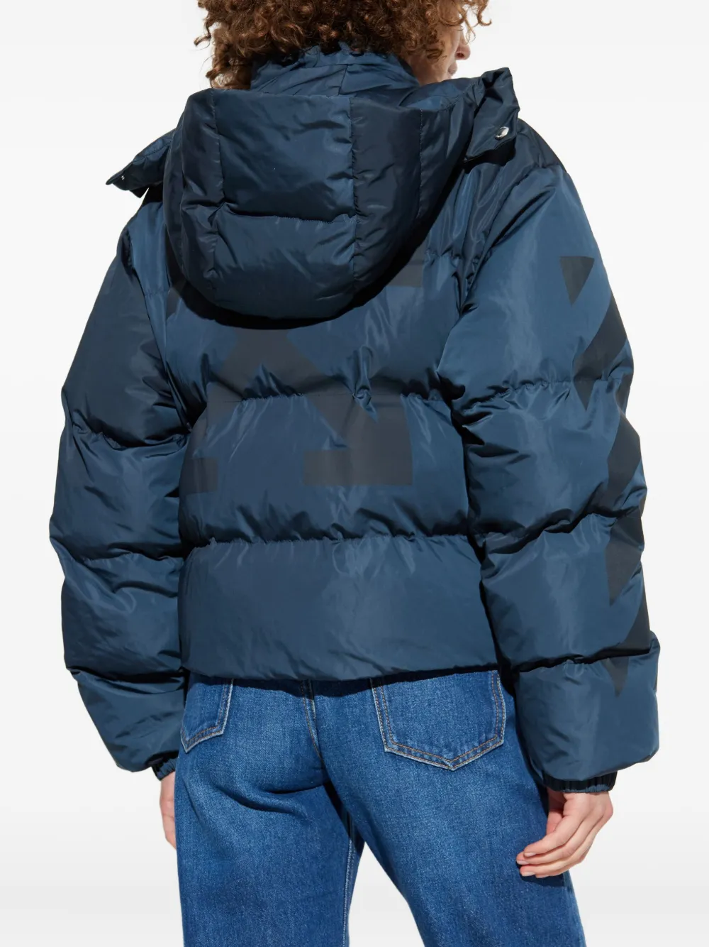Off-white Arrow-print Padded Jacket In Blue