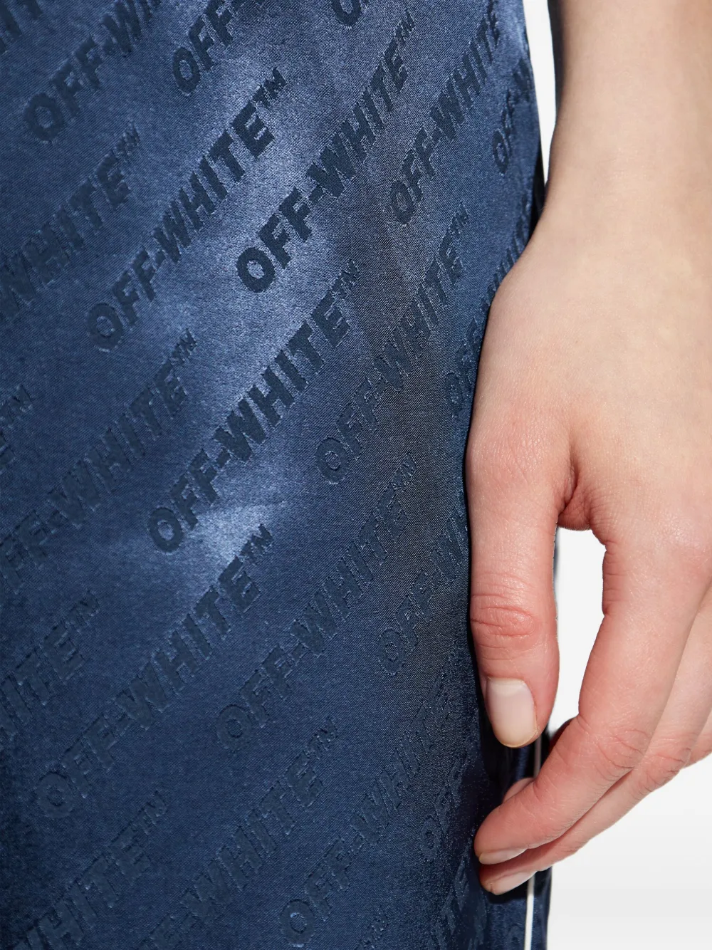 Off-white Jacquard Satin Pajama Pants In Blue
