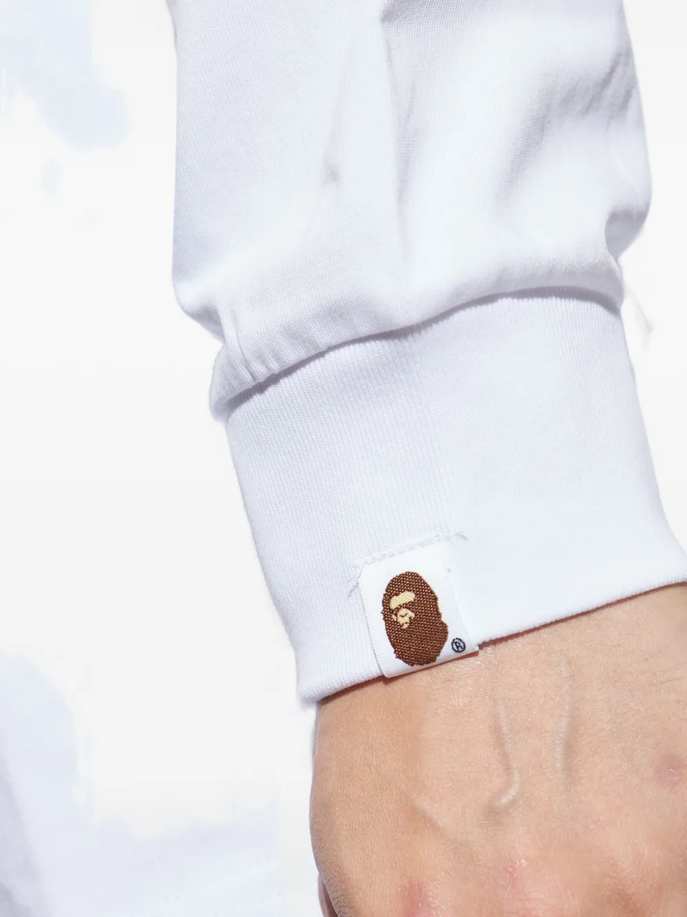 A Bathing Ape Spray-print Long-sleeve Sweatshirt In White
