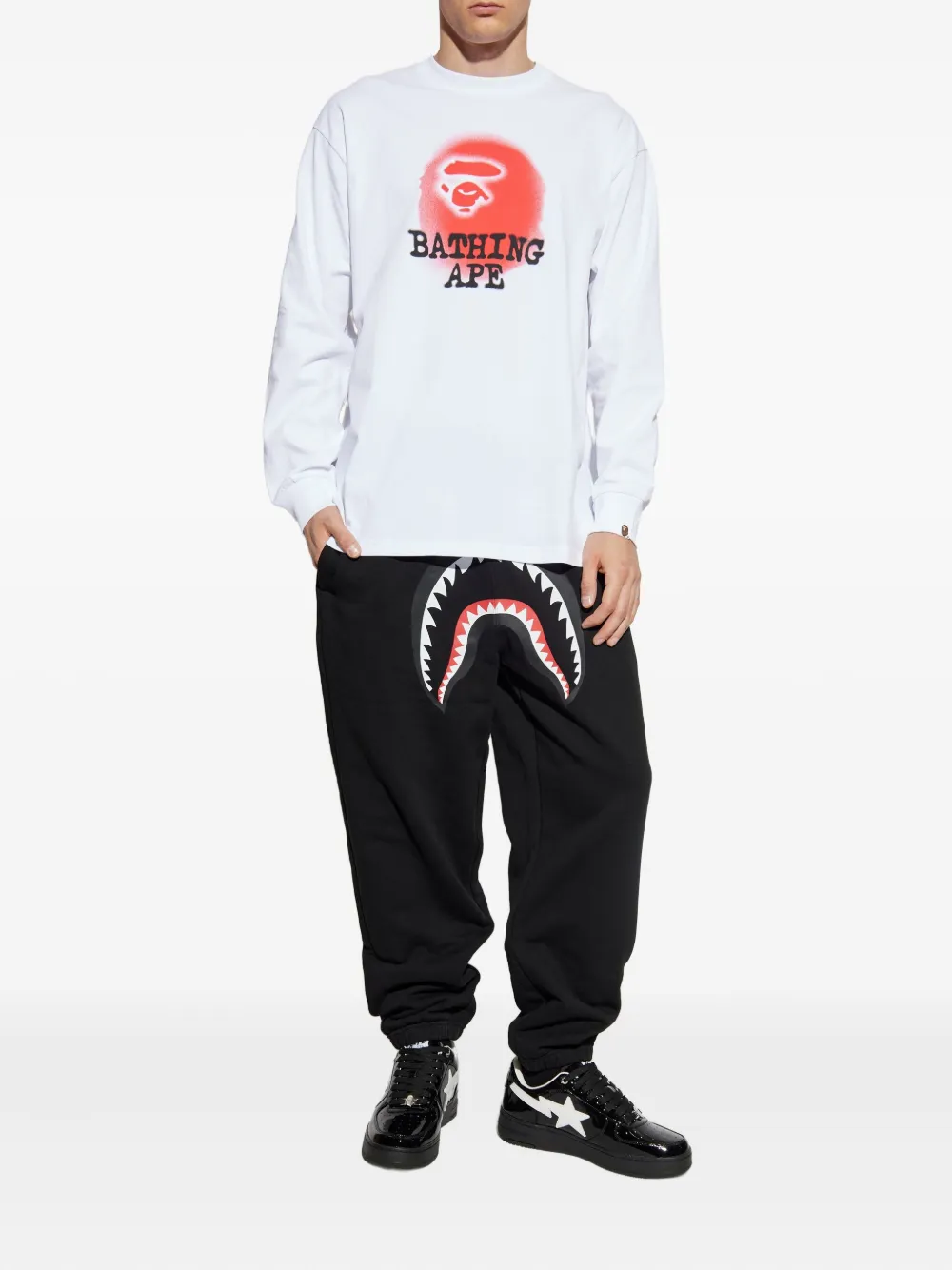 A BATHING APE spray-print long-sleeve sweatshirt - Wit