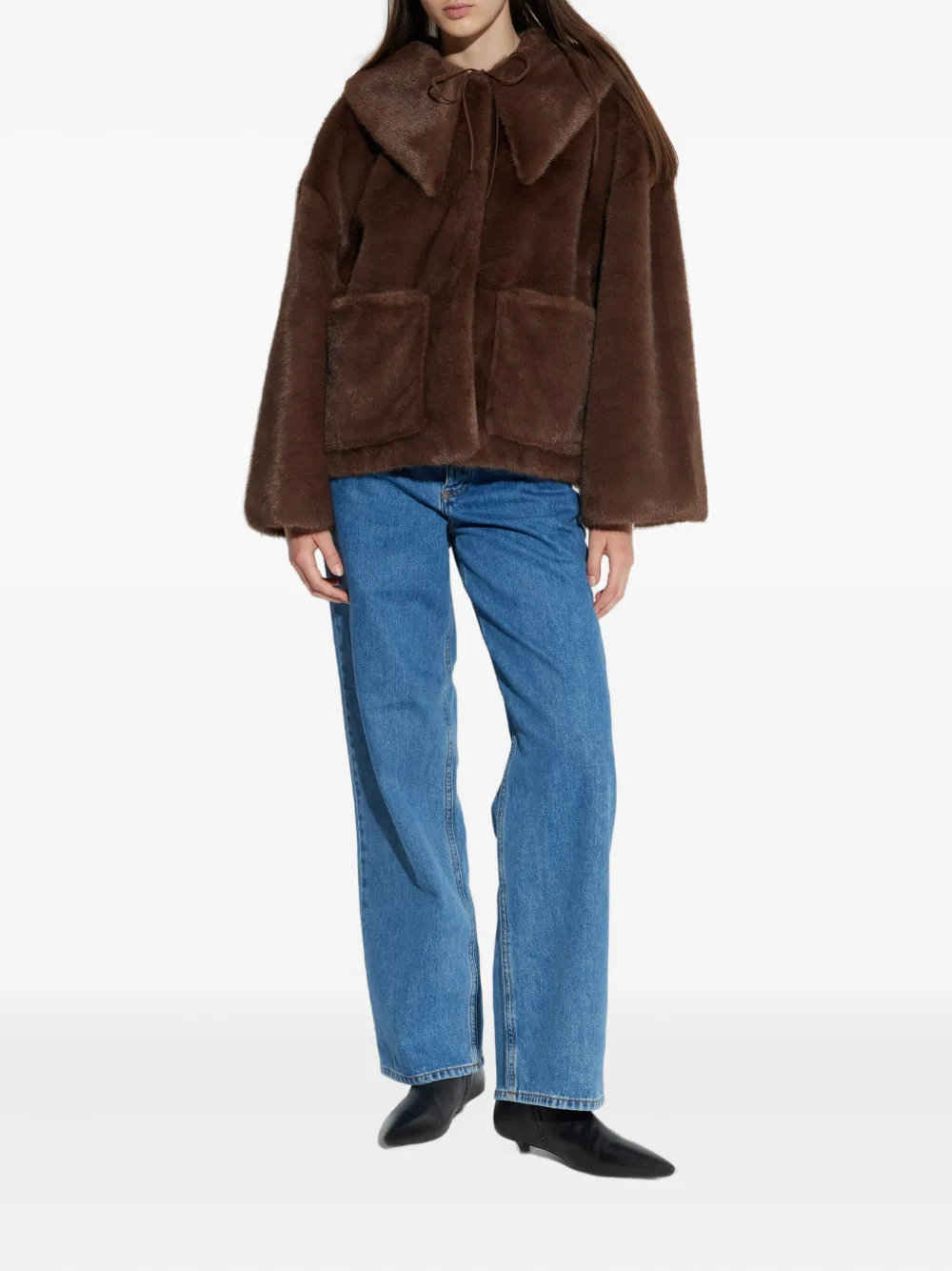 By Malene Birger Faux-fur Patch-pocket Jacket In Brown