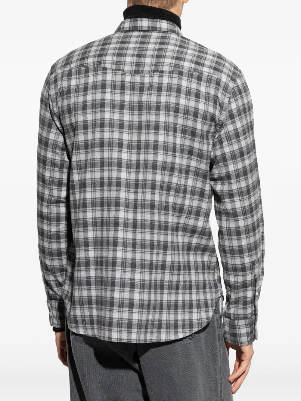 Officine Generale Geruit overhemd met borstzak Grijs