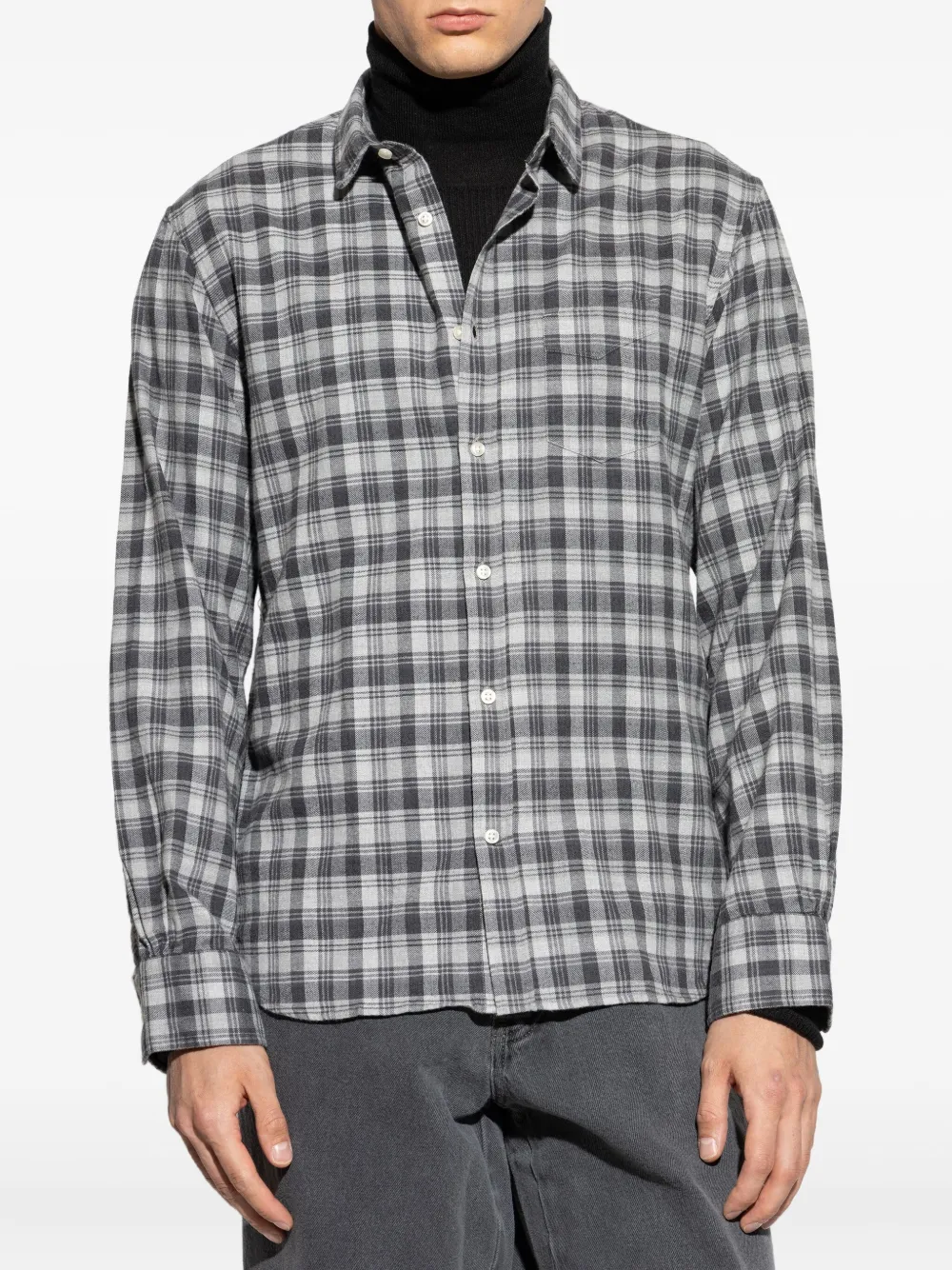 Officine Generale Geruit overhemd met borstzak Grijs