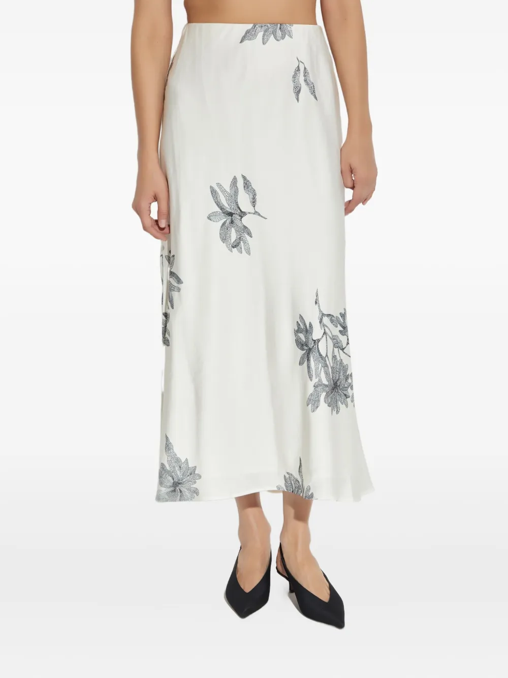 By Malene Birger Floral-print Slip Midi Skirt In White