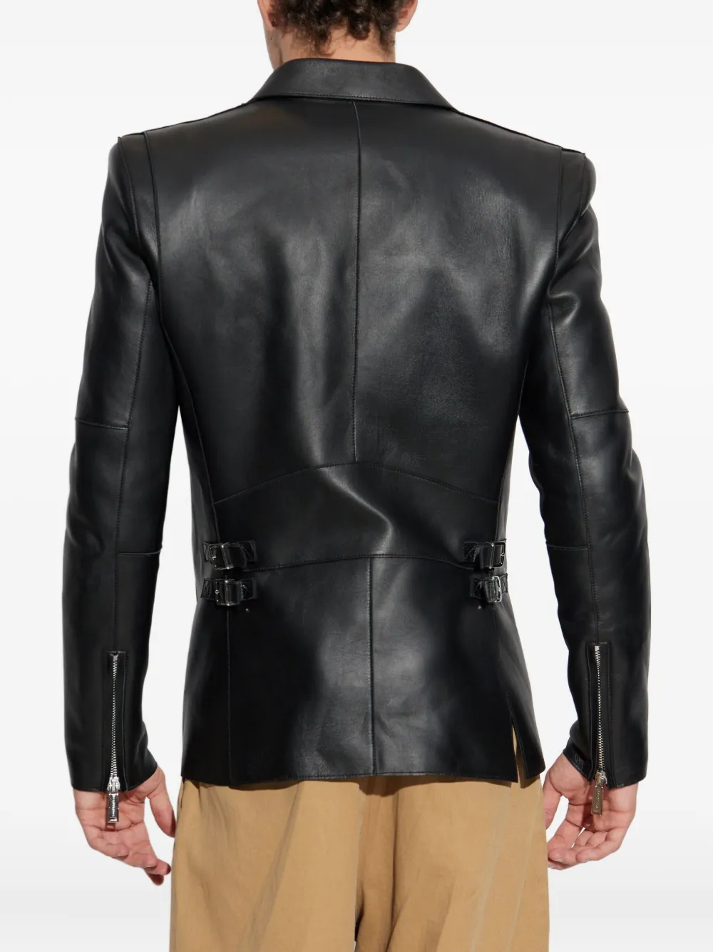 Dsquared2 Single-breasted Leather Blazer In Black