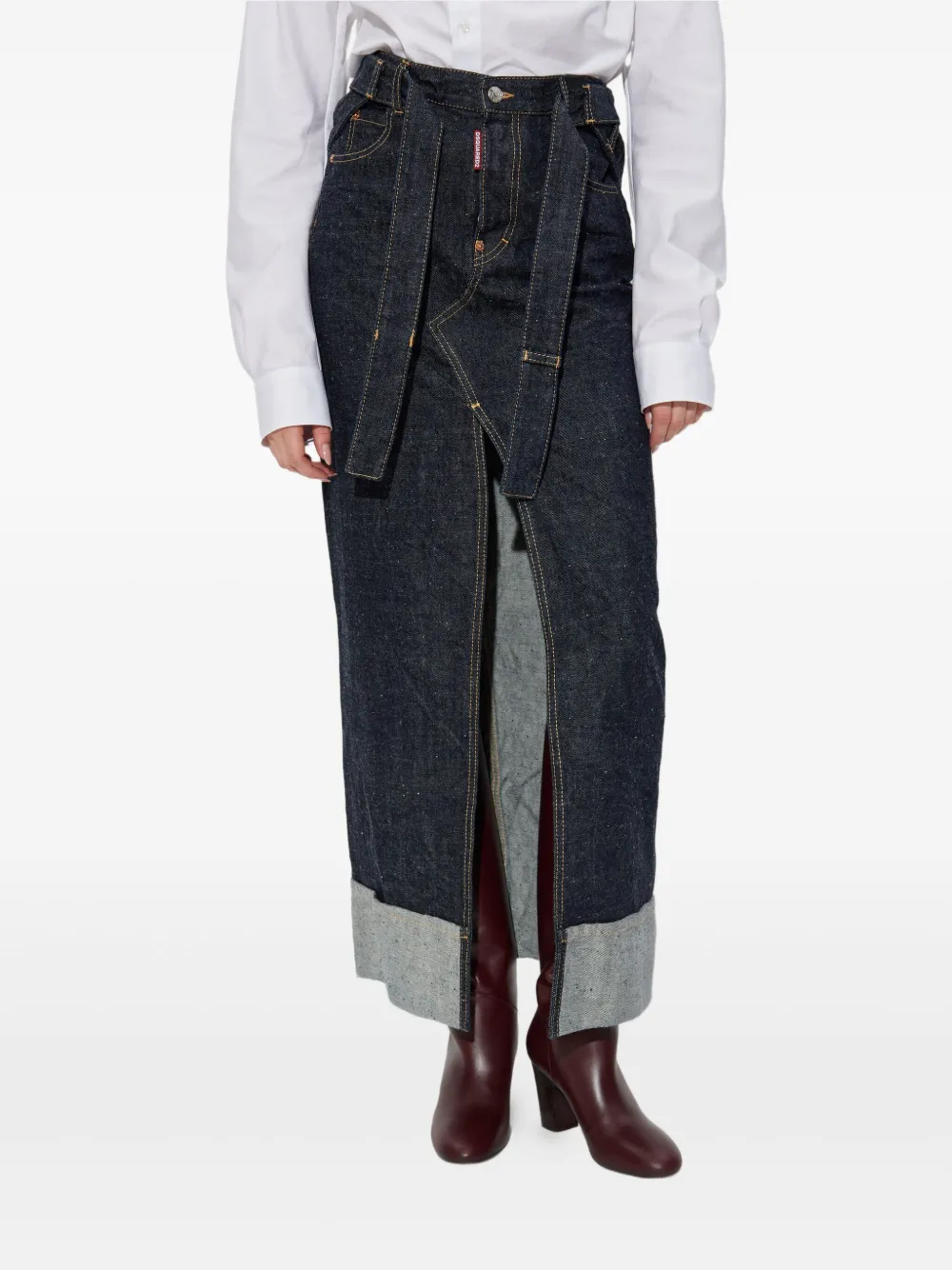 Dsquared2 X Magliano Belted Midi Skirt In Blue