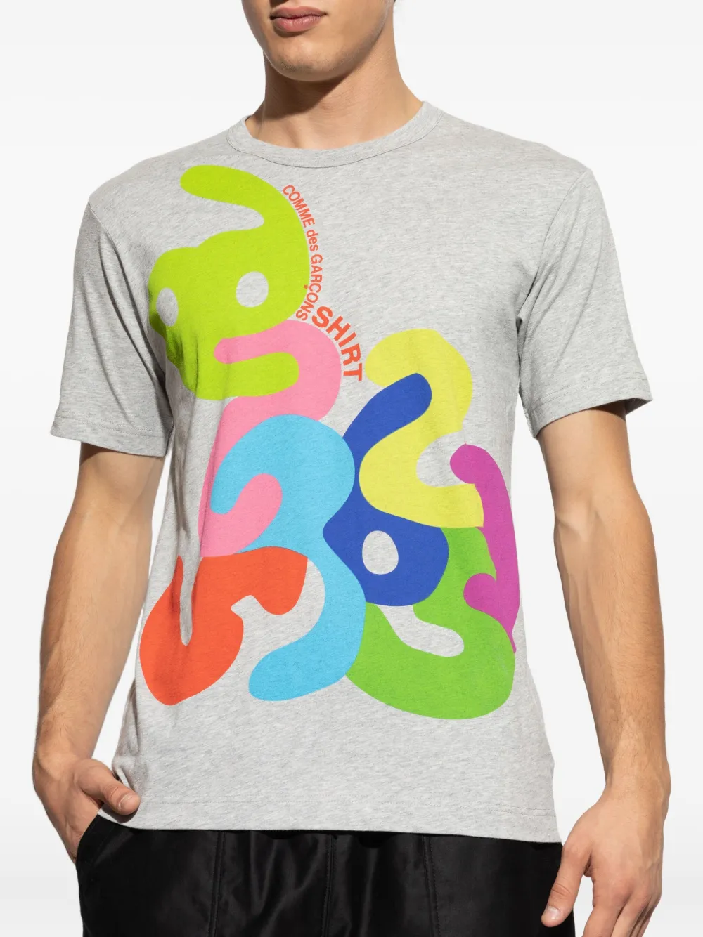 Comme Des Garçons Shirt Abstract-print T-shirt In Gray