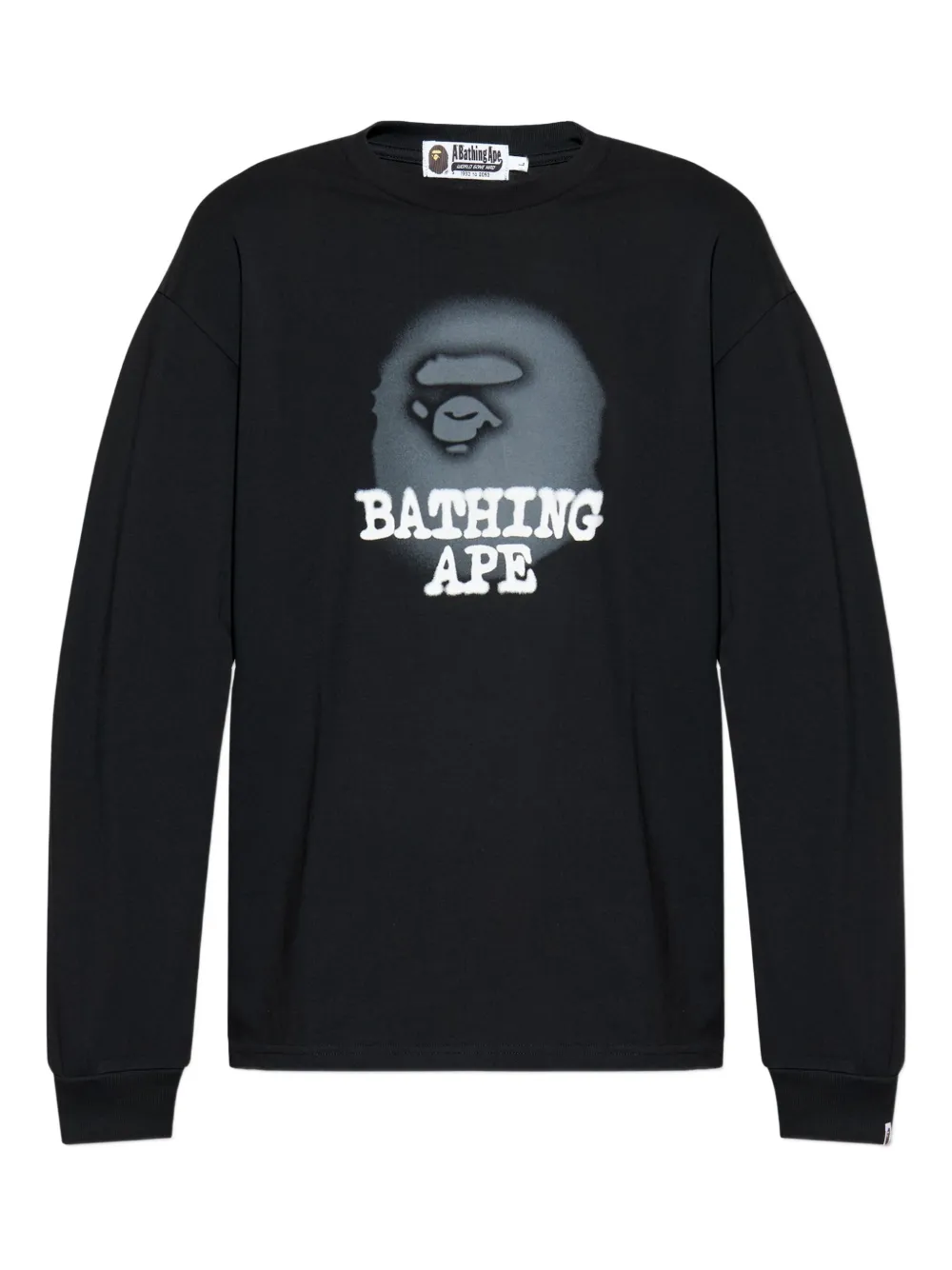 A Bathing Ape Ape Head Spray-paint Long-sleeve T-shirt In Black