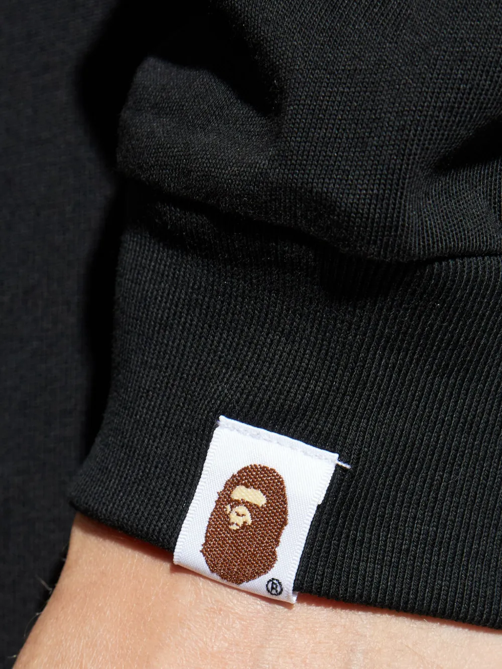 A BATHING APE Head T-shirt met verfspray-effect en lange mouwen Zwart