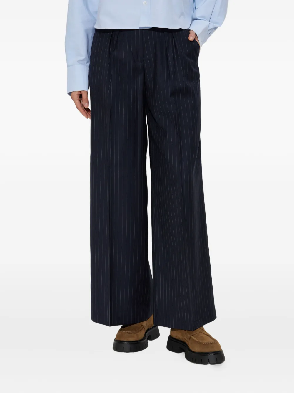 Officine Generale pinstripe panelled trousers | Blue | Image 1