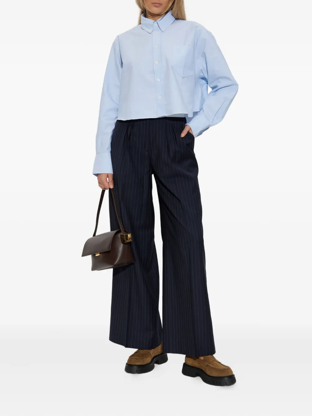 Officine Generale pinstripe panelled trousers - Blauw