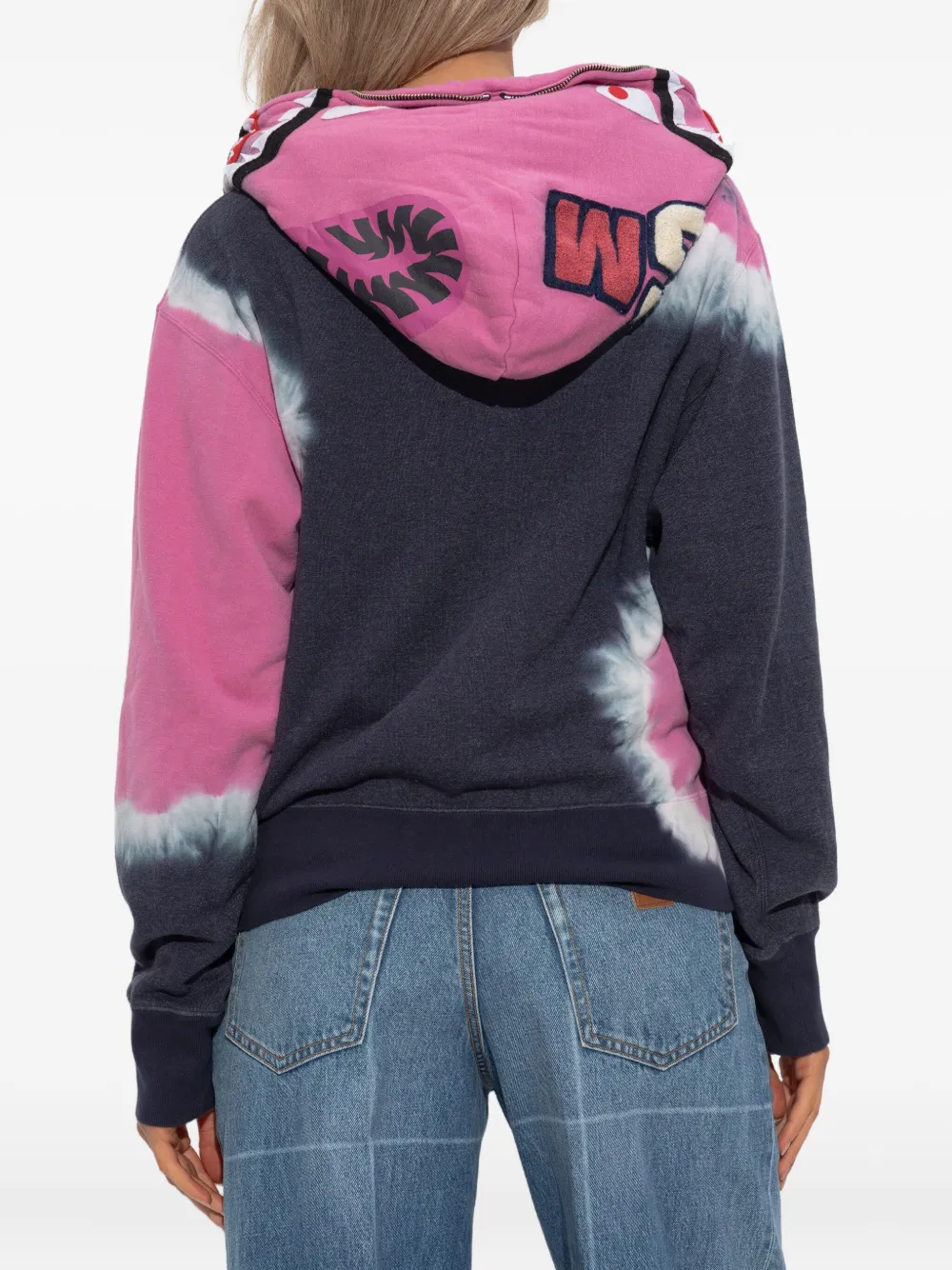 A BATHING APE Hoodie met tie-dye print Blauw