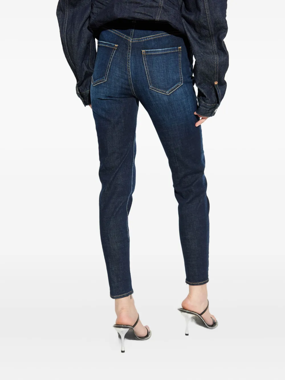 Dsquared2 Gold-tone Logo-plaque Jeans In Blue