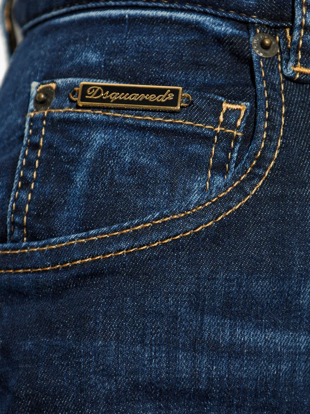 Dsquared2 Gold-tone Logo-plaque Jeans In Blue