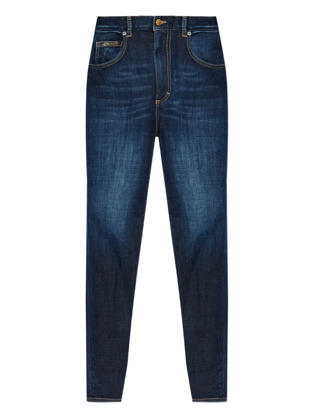 Dsquared2 Gold-tone Logo-plaque Jeans In Blue