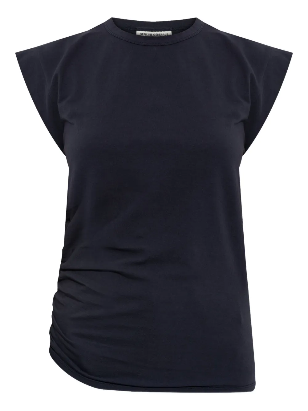 Officine Generale gathered cotton T-shirt | Blue | Image 1