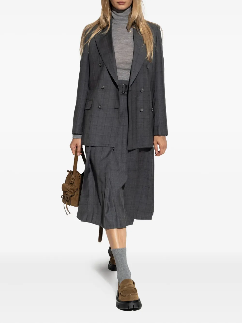 Officine Generale pleated belted skirt - Grijs
