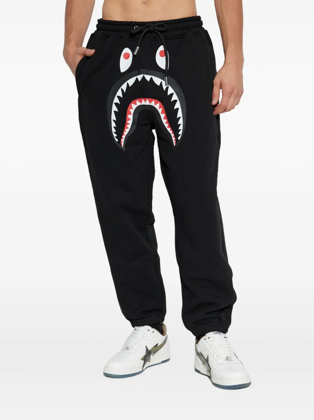 A Bathing Ape Shark-motif Track Pants In Black