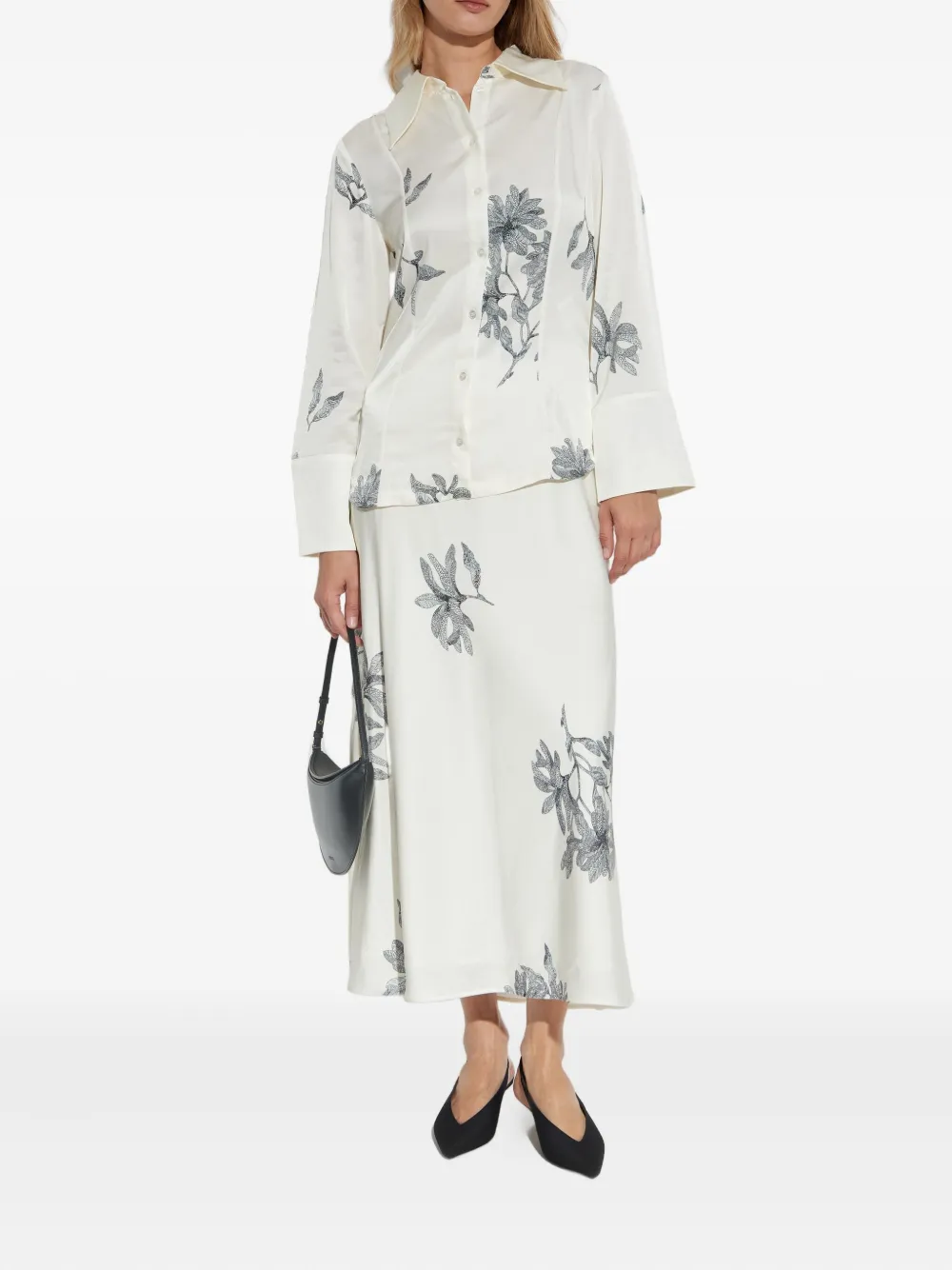 By Malene Birger Blouse met bloemenprint - Wit