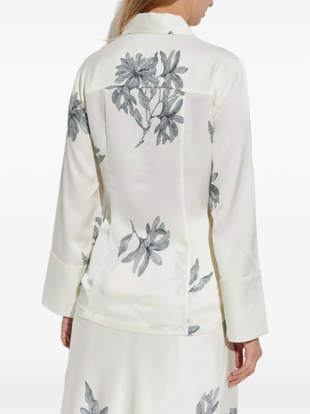 By Malene Birger Floral-print Long-sleeve Shirt In White
