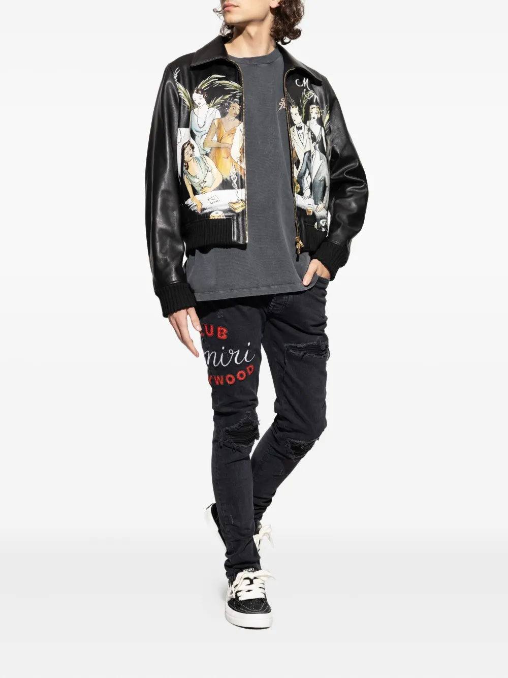 AMIRI dragon-embroidered T-shirt - Grijs