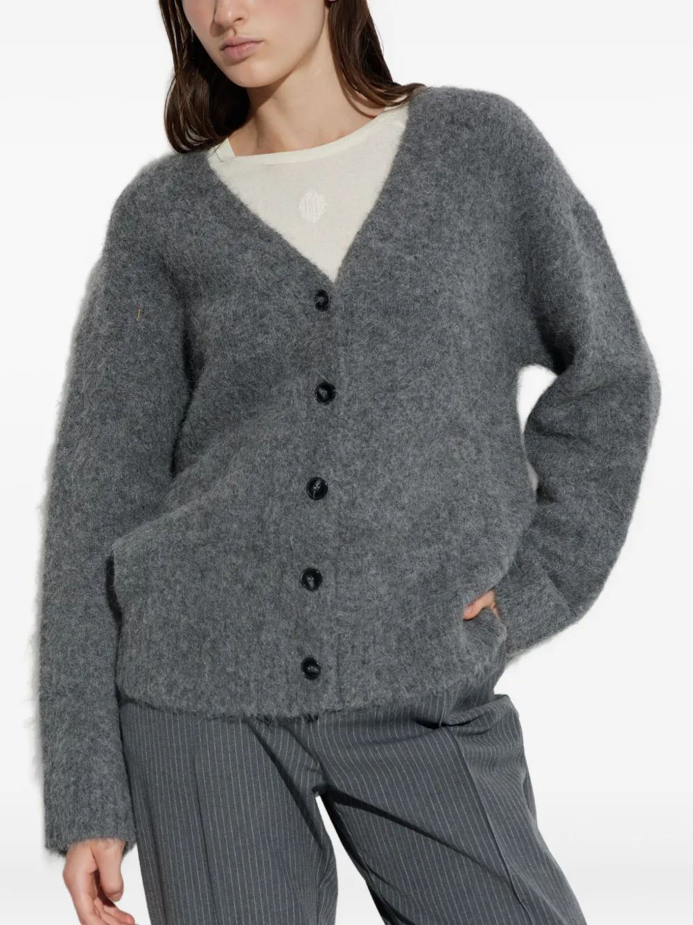 SAMSOE alpaca wool button cardigan Grijs
