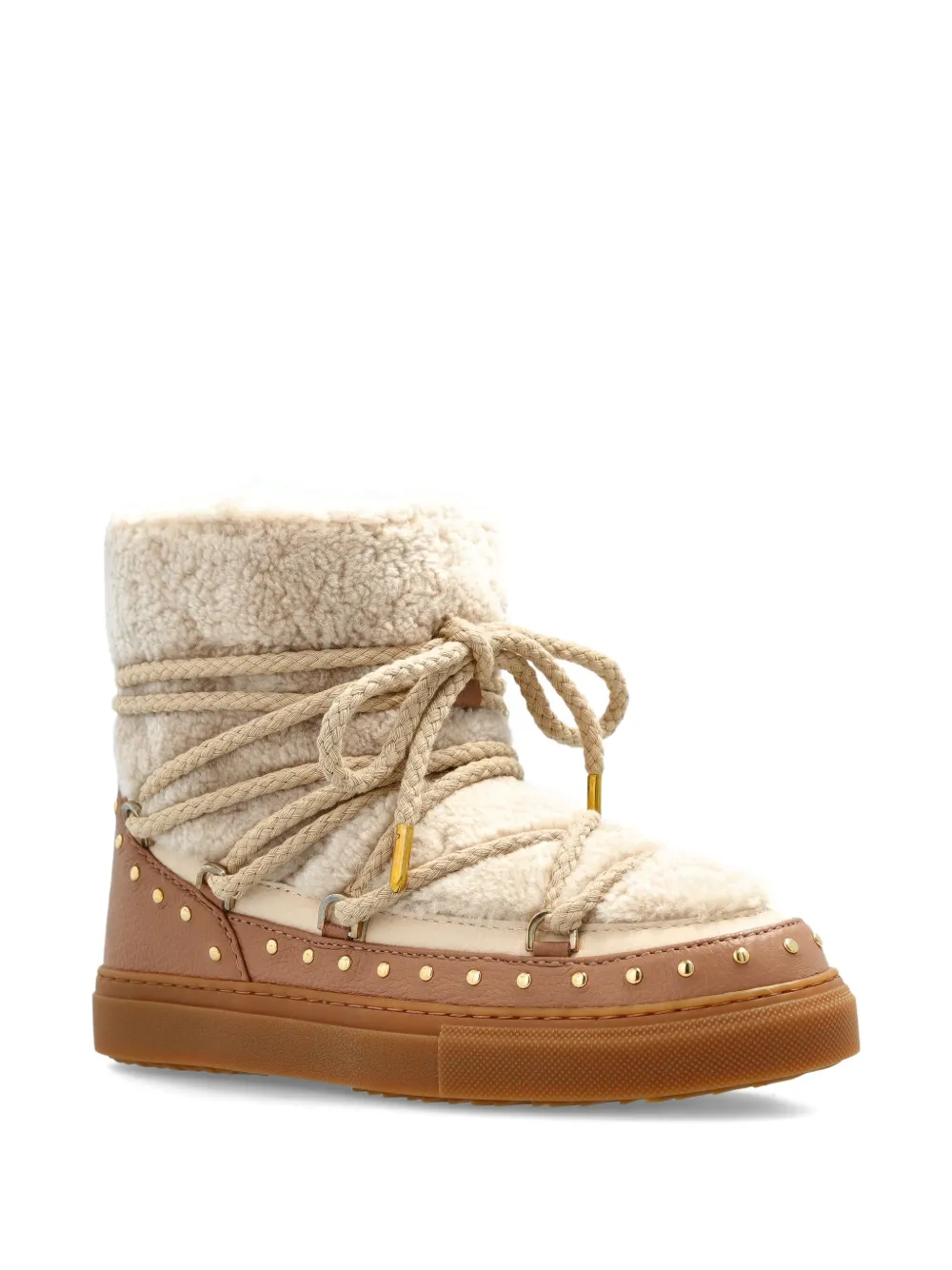Inuikii Curly Rock Lace-up Studded Boots In Neutral