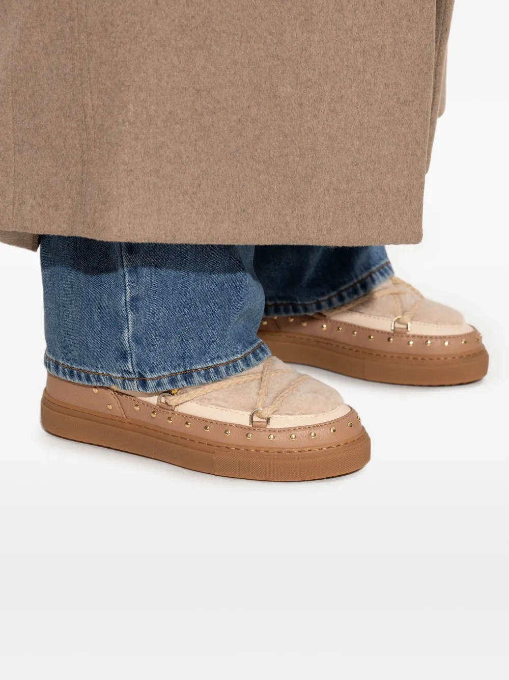 Inuikii Curly Rock veterlaarzen met studs Beige