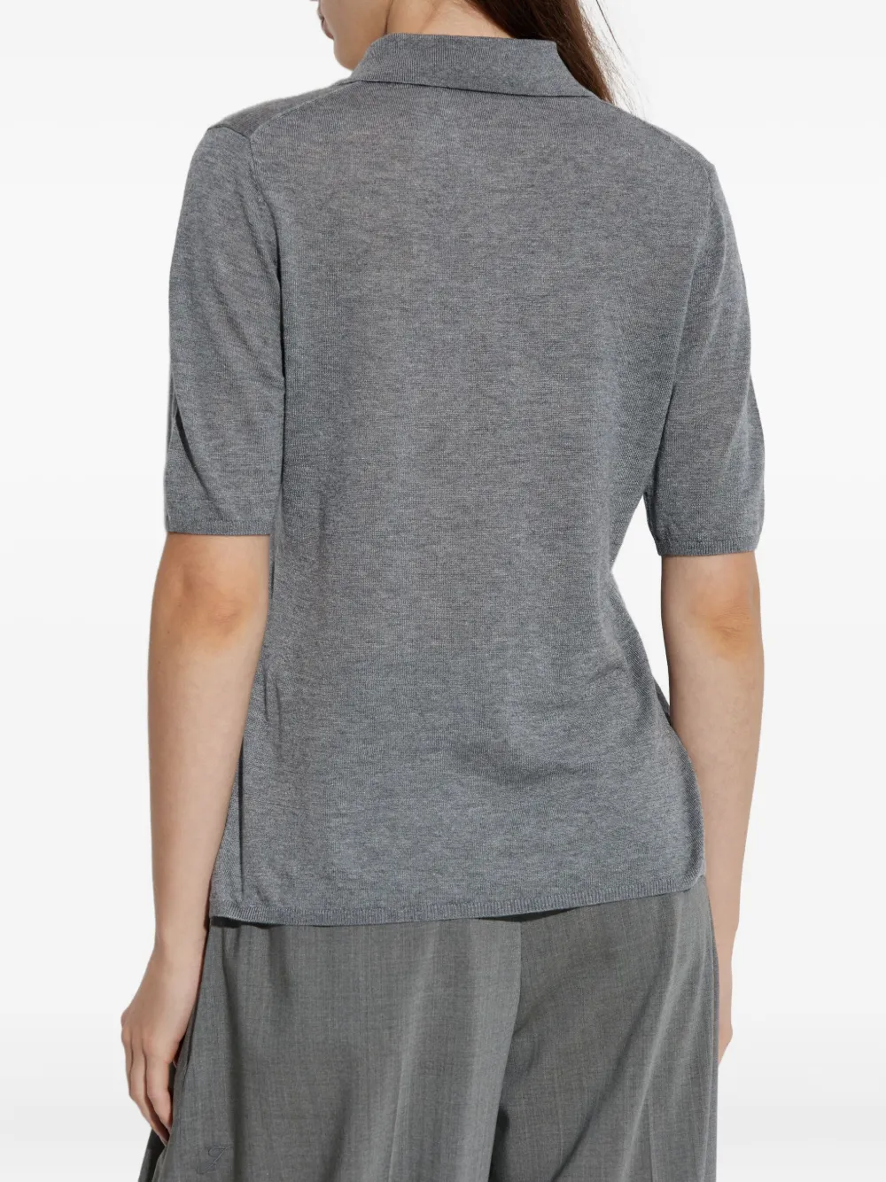 By Malene Birger Short-sleeve Polo Top In Gray