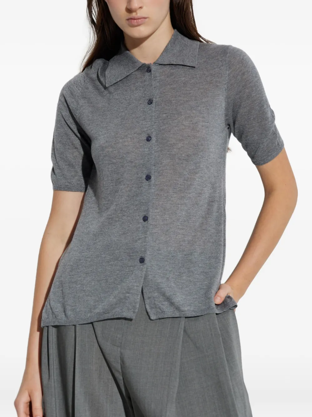 By Malene Birger Short-sleeve Polo Top In Gray