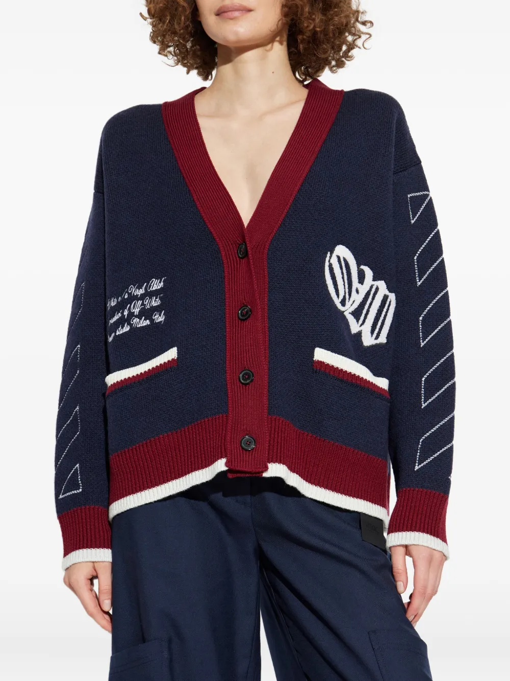 Off-White Varsity vest met jacquard Blauw