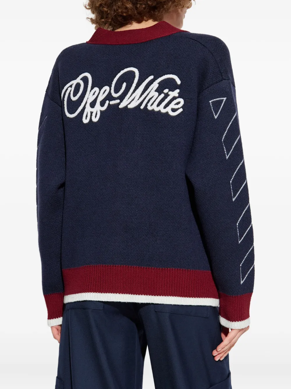 Off-White Varsity vest met jacquard Blauw
