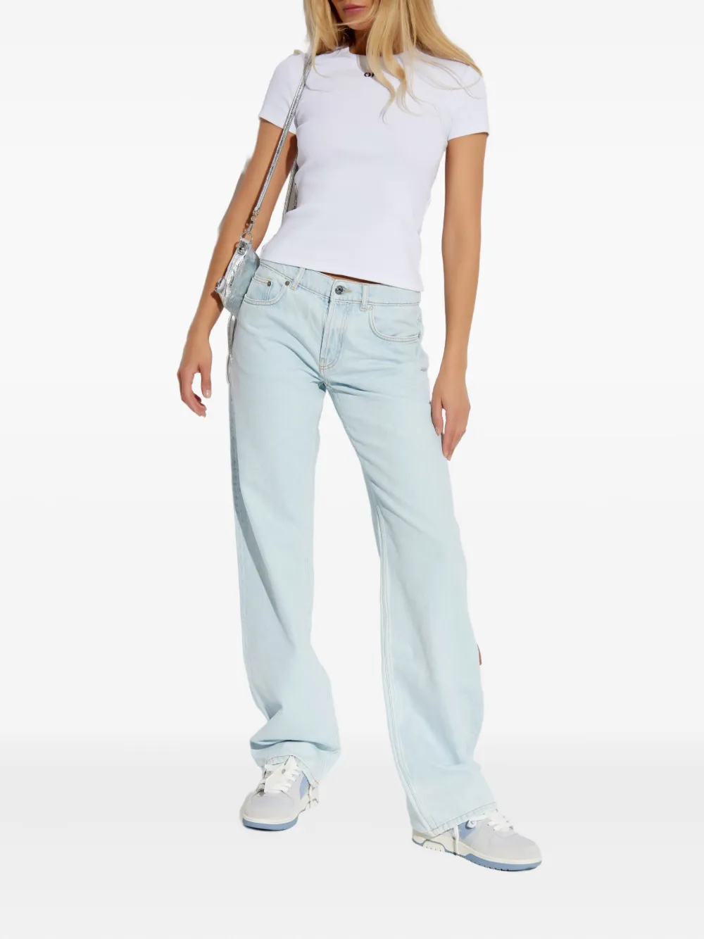 Off-white Five-pocket Cotton Jeans In Blue