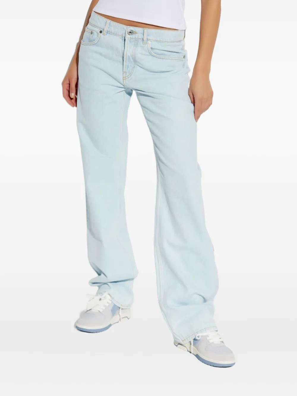 Off-white Five-pocket Cotton Jeans In Blue