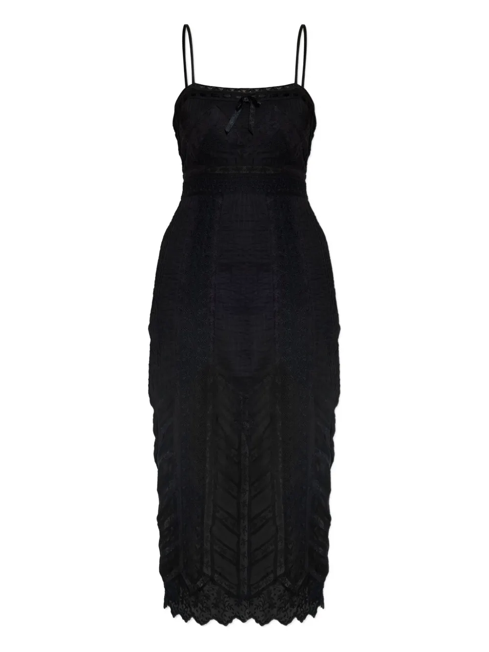 Loveshackfancy Celadine Lace-insert Midi Dress In Black