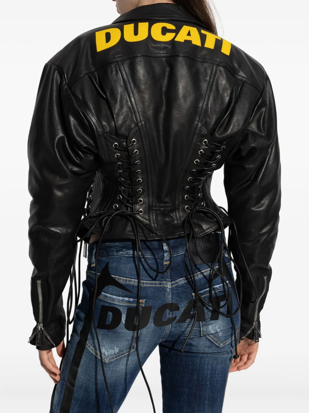 Dsquared2 X Ducati Zip Lace-up Jacket In Black