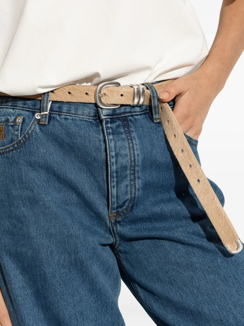 By Malene Birger Leren gespriem Beige