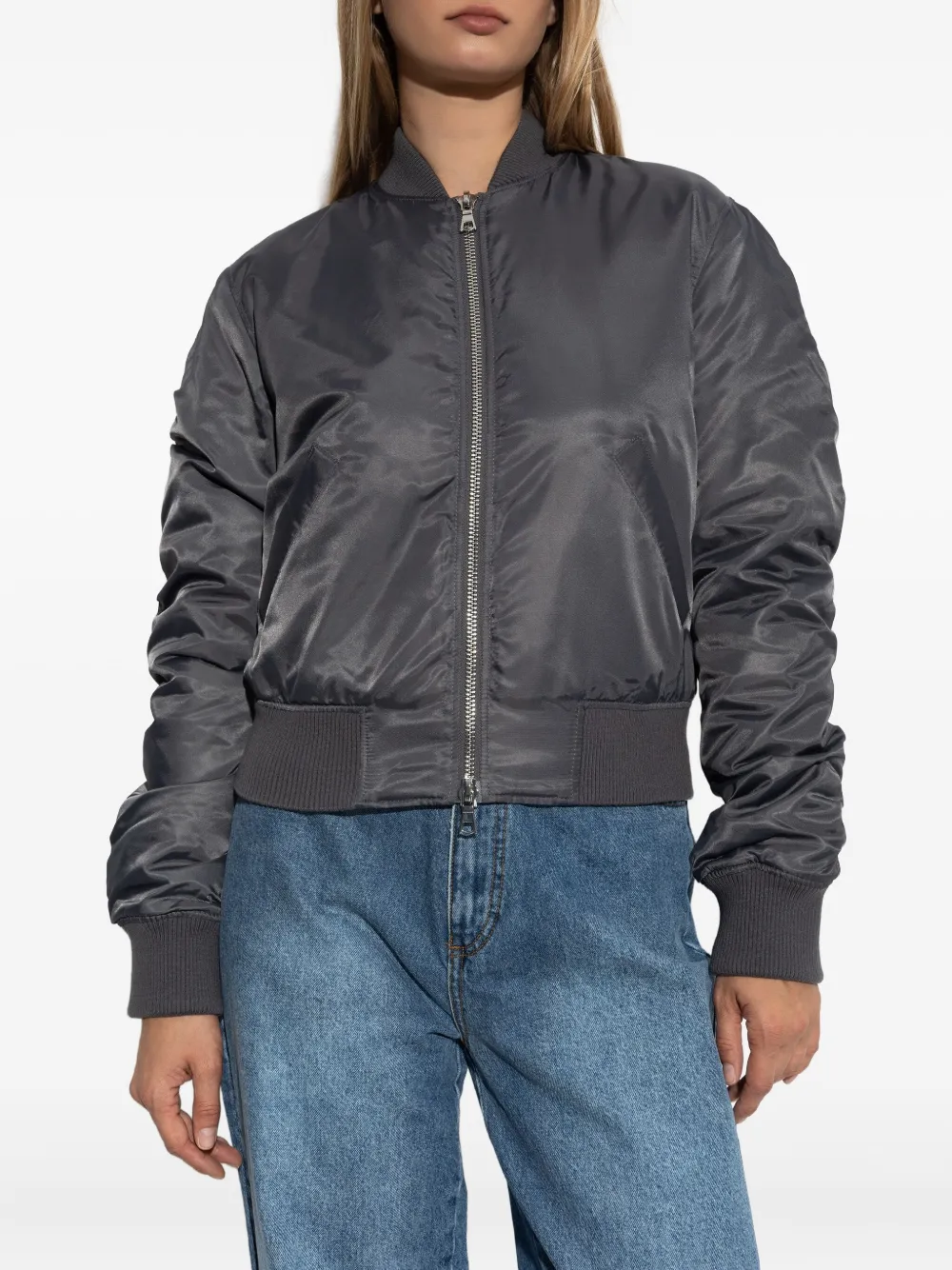 Officine Generale Zip-up Bomber Jacket In Gray