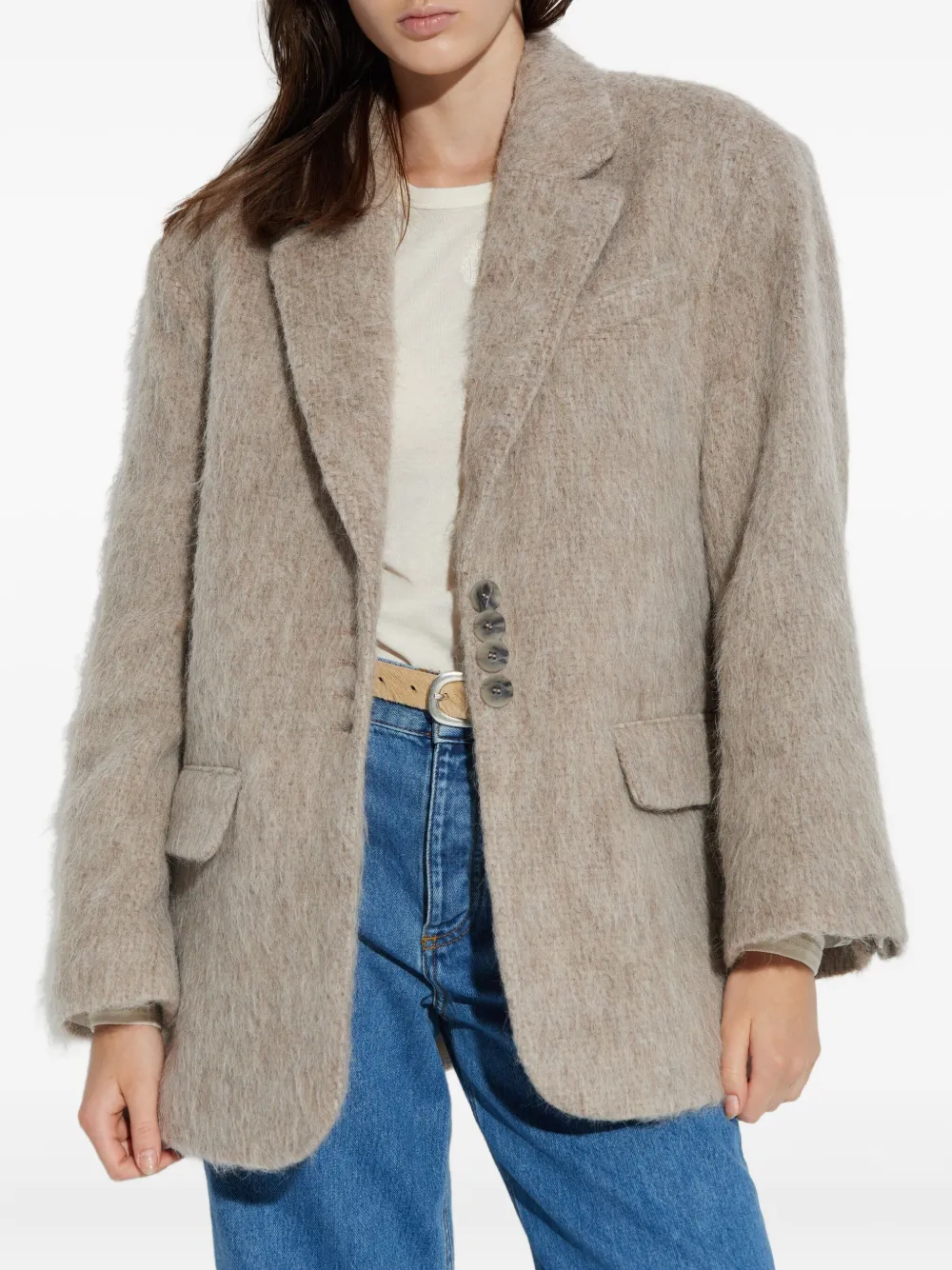 By Malene Birger Button-fastening Textured Jacket In Gray